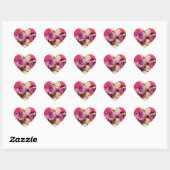 Sticker Cœur Roses pastel mixtes par Therosegarden (Feuille)