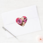 Sticker Cœur Roses pastel mixtes par Therosegarden (Enveloppe)