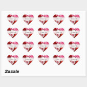 Sticker Cœur Roses personnalisés "Je t'aime" (Feuille)