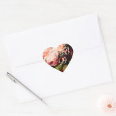 STICKER CŒUR ROSES ROSES ROSES ROSES ROSES BLANCHES ET MONOGRAM (Enveloppe)