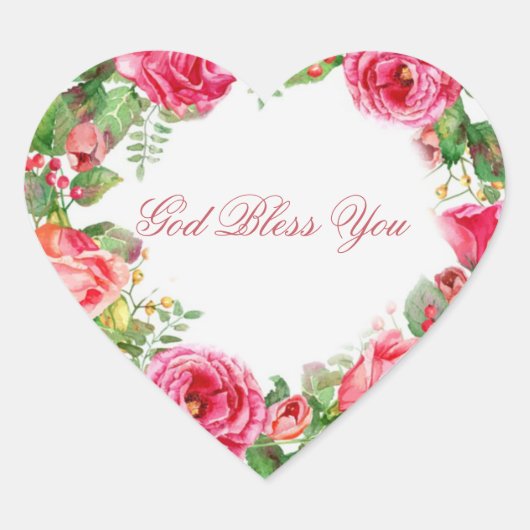 Sticker Cœur Roses roses rouges Fleurs de printemps de couronne (Devant)