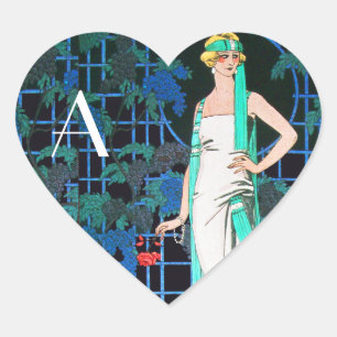 STICKER CŒUR ROSES ROUGES DANS LA NUIT, MODE DE BEAUTÉ MONOGRAM