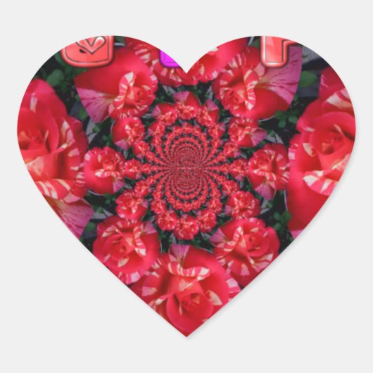 Sticker Cœur Roses rouges Iridescente "Bonne Saint Valentin" Im (Devant)