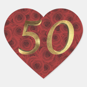 Sticker Cœur Roses Rouges Romantiques Coeur Floral Golden Numér