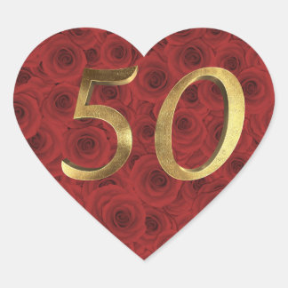 Sticker Cœur Roses Rouges Romantiques Coeur Floral Golden Numér