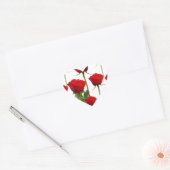 STICKER CŒUR ROSES ROUGES SUR BLANC (Enveloppe)