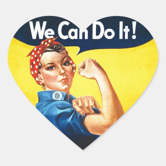Sticker Cœur Rosie le Riveter - "Nous pouvons le faire !" (Devant)