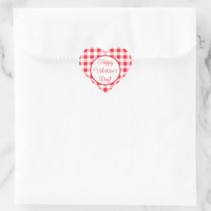 Sticker Cœur Rouge Blanc À Carreaux Romantique Saint-Valentin