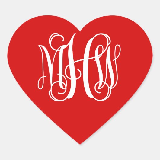 Sticker Cœur Rouge blanc Vin de Preppy Script Monogramme do-it- (Devant)