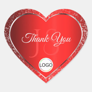 Sticker Cœur Rouge chatoyant avec initiales de logo Parties sci