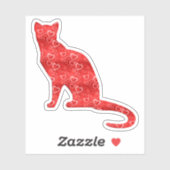 Sticker Coeur rouge Contour d'amour de chat (Feuille)
