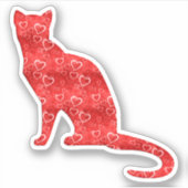 Sticker Coeur rouge Contour d'amour de chat (Devant)