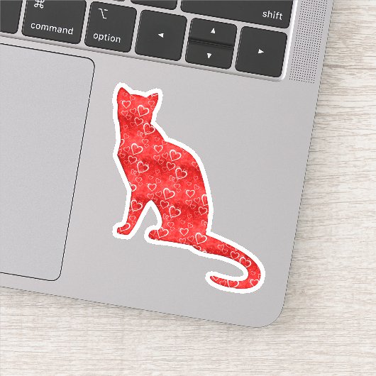 Sticker Coeur rouge Contour d'amour de chat (Détail)