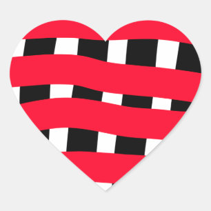 Sticker Cœur Rouge croix noire damier simple homme garçon cadea