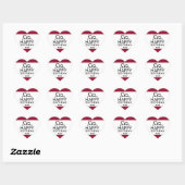 Sticker Cœur Rouge Et Blanc Joyeux Cadeau D'Anniversaire Design (Feuille)
