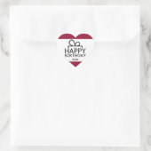 Sticker Cœur Rouge Et Blanc Joyeux Cadeau D'Anniversaire Design (Sac)