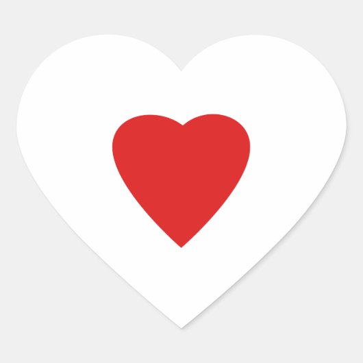 Sticker Cœur Rouge et Blanc Love Heart Design. (Devant)