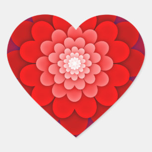 Sticker Cœur Rouge Floral Mandala-58566