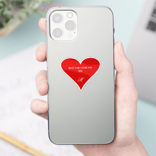Sticker Cœur rouge personnalisé Saint-Valentin nom et mono