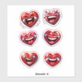 Sticker Coeur rouge rire (Feuille)