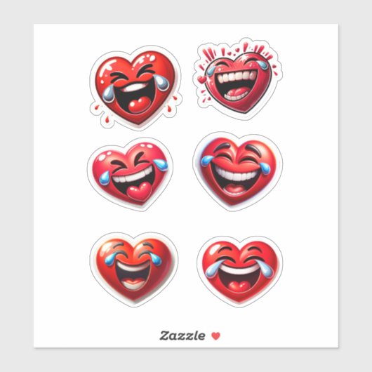 Sticker Coeur rouge rire (Feuille)