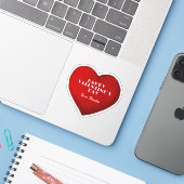 Sticker Coeur rouge romantique avec nom Saint Valentin`s D (Ordinateur portable avec iPhone)