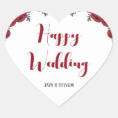 Sticker Cœur Rouge Rose Floral thème Mariage (Devant)