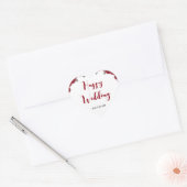 Sticker Cœur Rouge Rose Floral thème Mariage (Enveloppe)