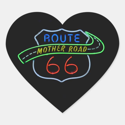 Sticker Cœur Route 66, Route Mère, Panneau néon (Devant)