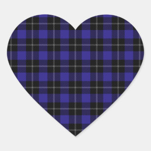 Sticker Cœur Royal Blue Black Plaid