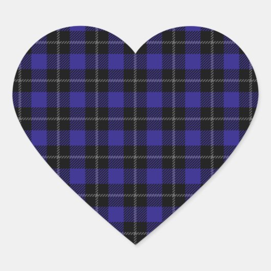 Sticker Cœur Royal Blue Black Plaid (Devant)