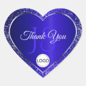 Sticker Cœur Royal Blue Logo Initiales Parties scintillant Merc (Devant)
