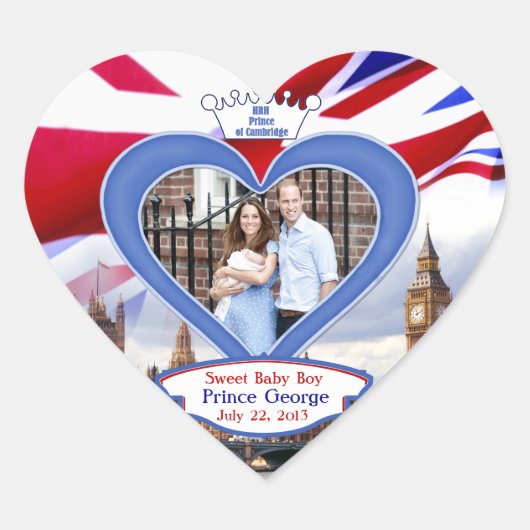 Sticker Cœur Royal British Baby Prince George (Devant)
