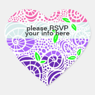 Sticker Cœur RSVP Doodle de printemps feuilles et coquilles d'e