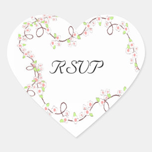 Sticker Cœur RSVP en fleur de corail blanc