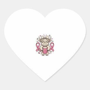 Sticker Cœur Ruban de sensibilisation au cancer de la vache des