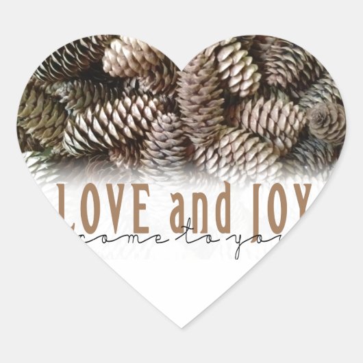Sticker Cœur Rustic Holiday Love and Joy Pine Cone (Devant)