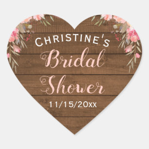 Sticker Cœur Rustique Chic Campagnard Faveur de Mariage Florale