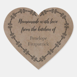 Sticker Cœur Rustique Faits Maison avec Amour de Votre Cuisine 