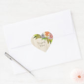 Sticker Cœur Rustique Pays Grange Bois Floral Mariage Merci (Enveloppe)