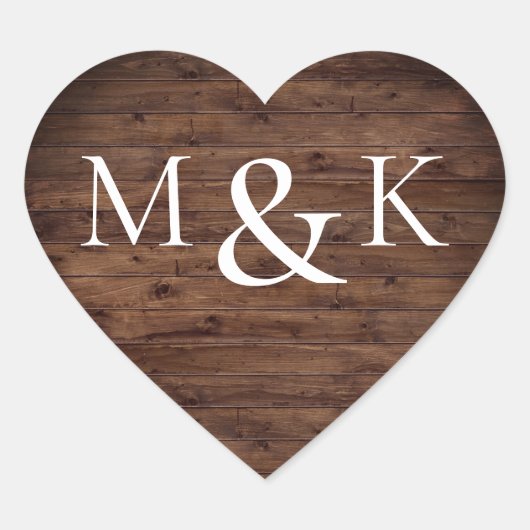 Sticker Cœur Rustique Pays moderne Nom élégant Mariage initial (Devant)