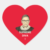 Sticker Cœur Ruth Bader Ginsburg Diva Suprême teintée Coeur Rou (Devant)