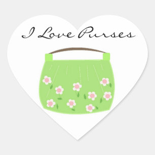 Sticker Cœur Sac à main floral vert mignon