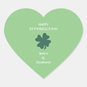 Sticker Cœur Sage Green Joyeux Shamrock de la Saint Patrick sur