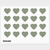 Sticker Cœur Sage Green Nom Date Mariage élégant (Feuille)