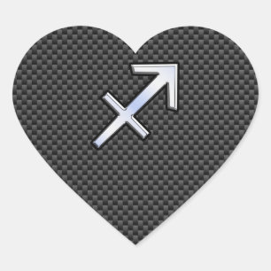 Sticker Cœur Sagittarius signe Zodiac Noir en fibre de carbone