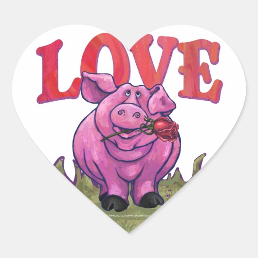 Sticker Cœur Saint Valentin au cochon (Devant)