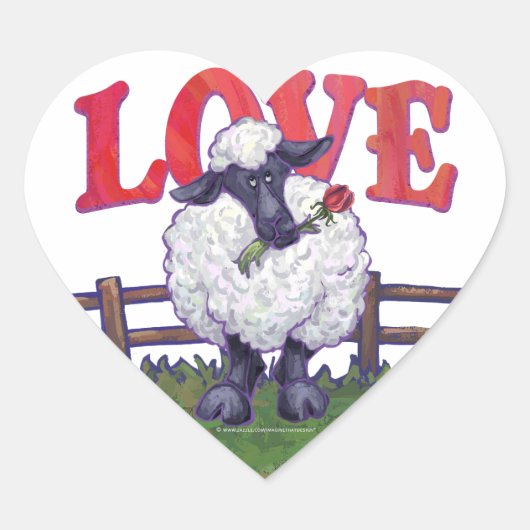 Sticker Cœur Saint Valentin au mouton (Devant)