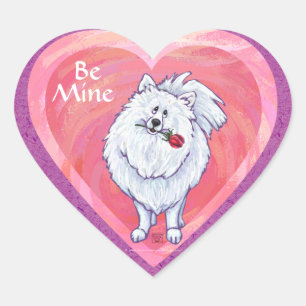 Sticker Cœur Saint-Valentin blanche de Pomeranian