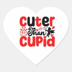 Sticker Cœur Saint-Valentin Cupidon plus mignon - Typographie d